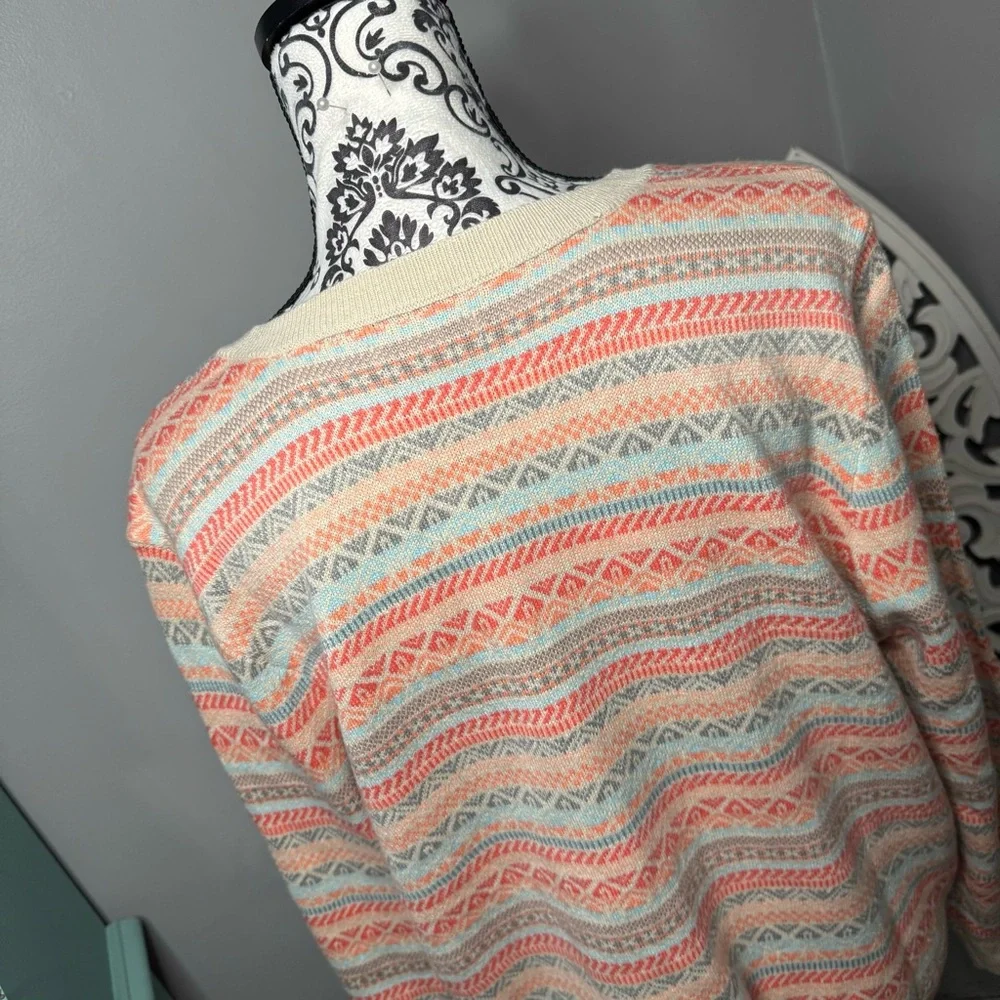 Croft & Barrow Pastel Aztec Button Front Cardigan Size XL Boho Business Casual - Picture 8 of 12